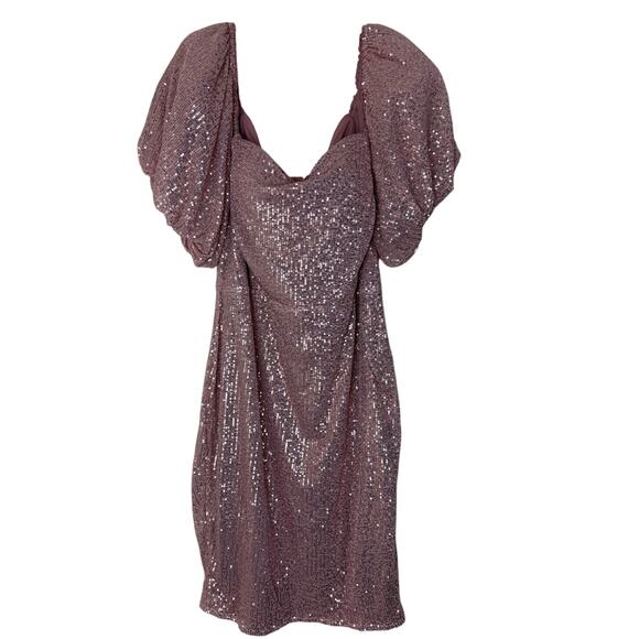Elegant Faeriesty Sequin Midi Dress - Champagne Pink 5XL - Picture 2 of 7